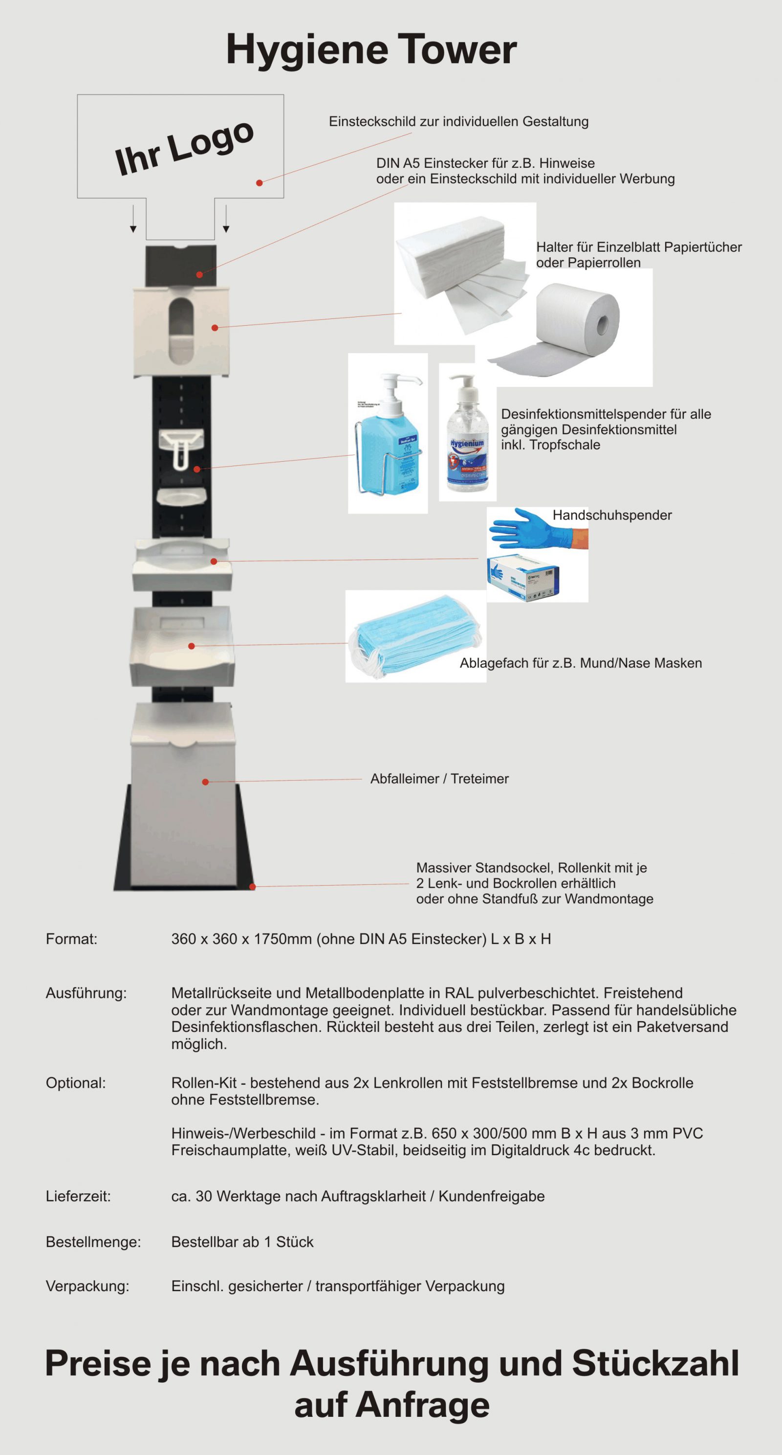 Hygiene Tower mit Logo